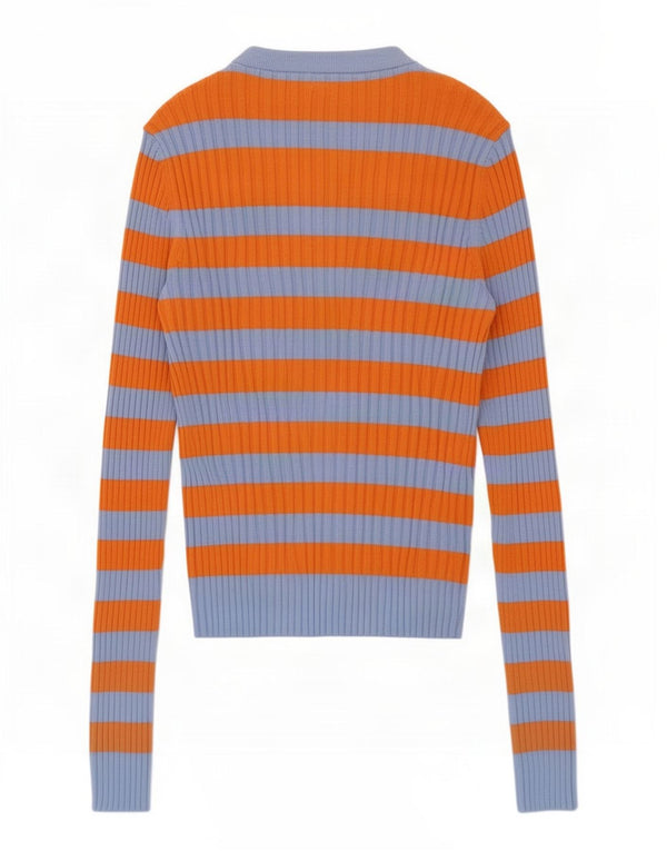 Zara Womens Crop Boat Neck Jumper Sweater UK 14 Grand Bleu Rayé