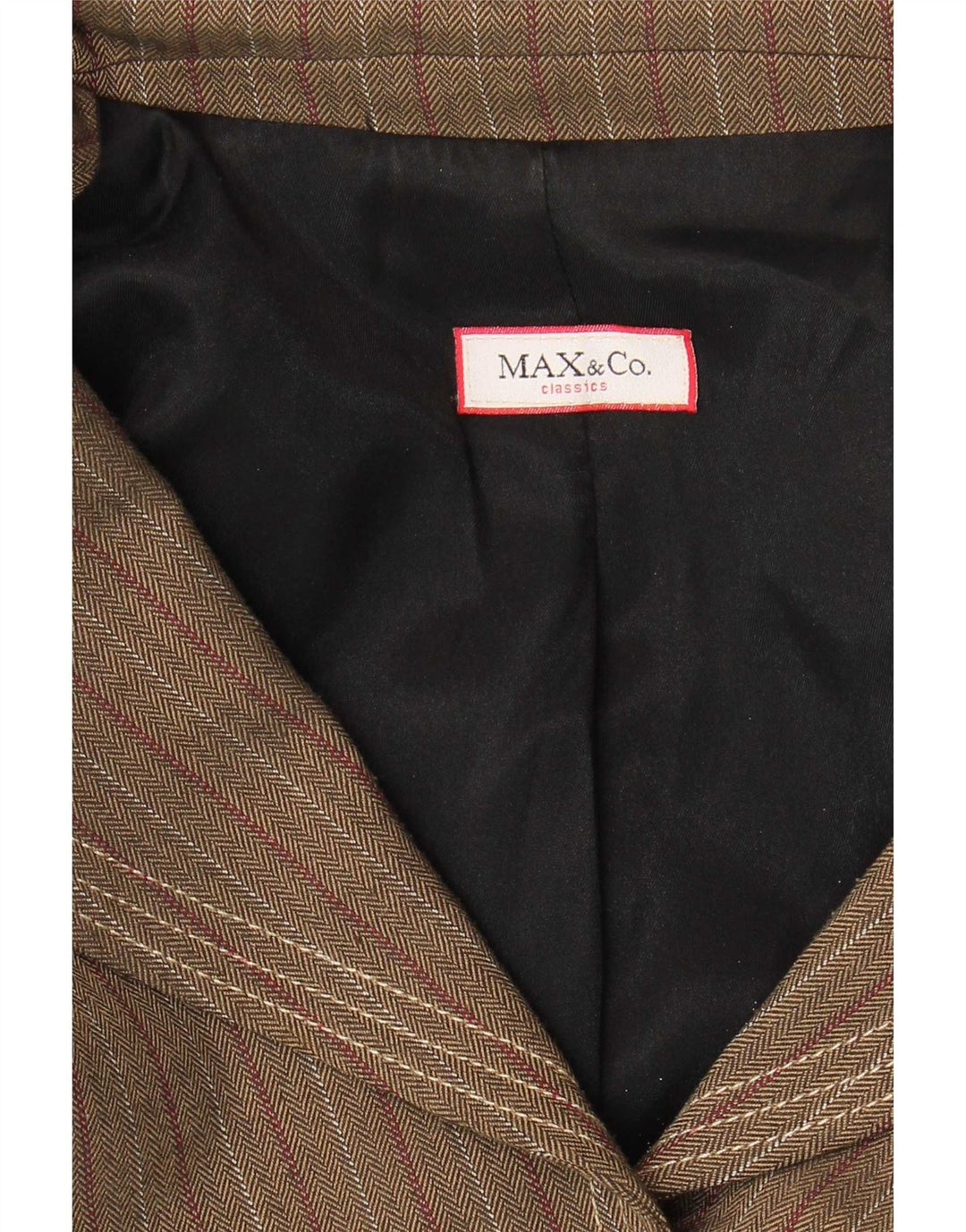 Max & Co. Veste blazer à 2 boutons pour femme UK 10 Petit marron rayé