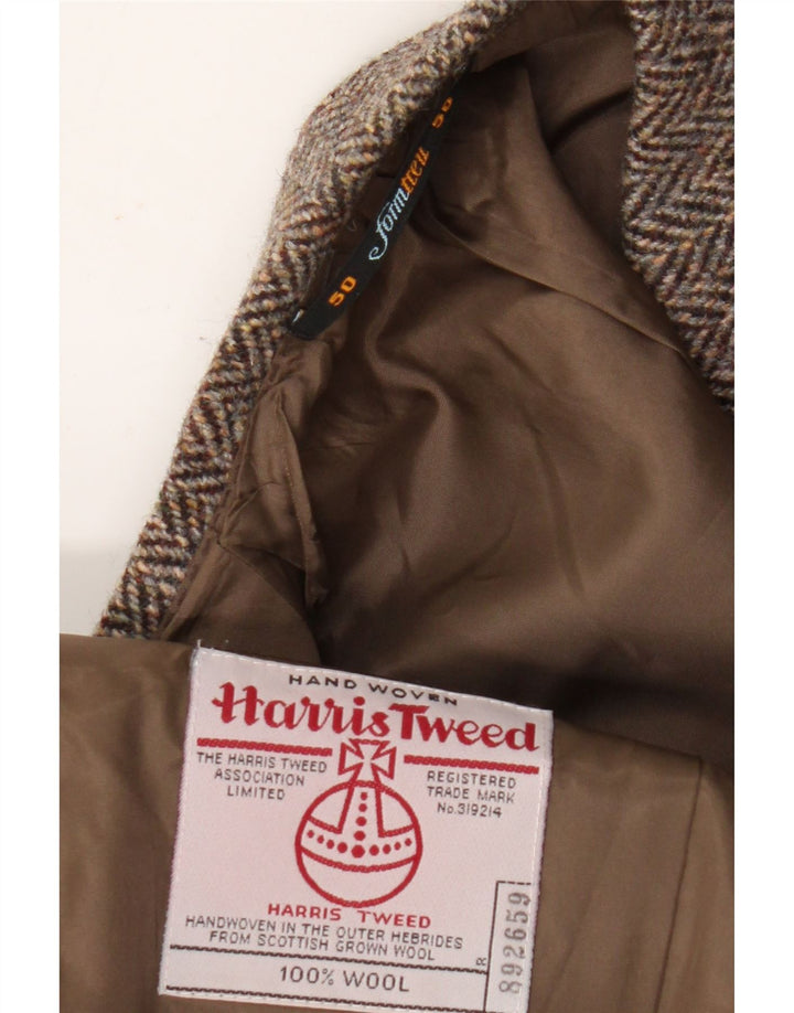 Harris Tweed Veste blazer à 2 boutons pour homme IT 50 en laine à chevrons marron