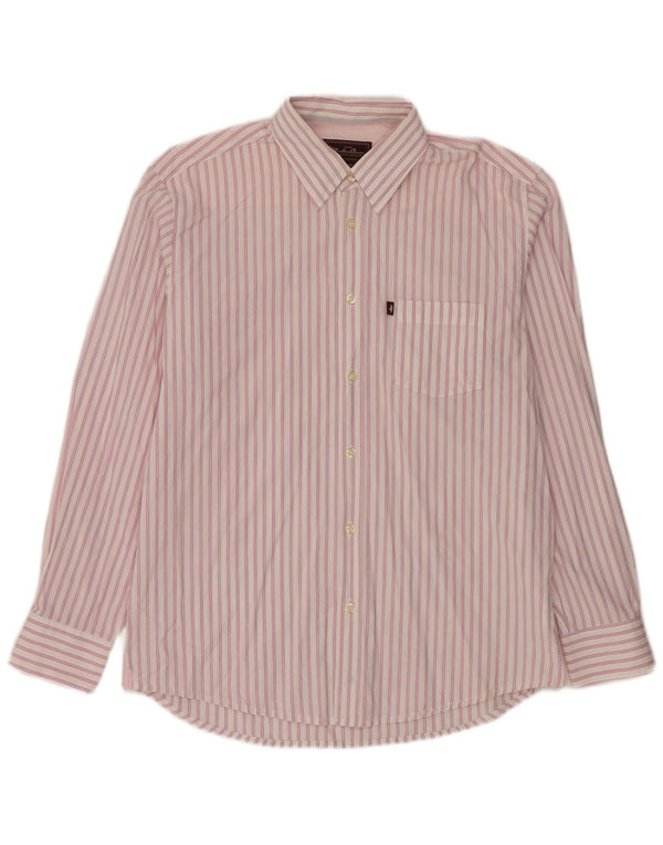 Marlboro Classics Chemise pour homme en coton à fines rayures roses