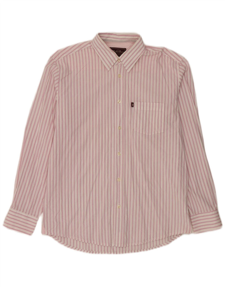 Marlboro Classics Chemise pour homme en coton à fines rayures roses