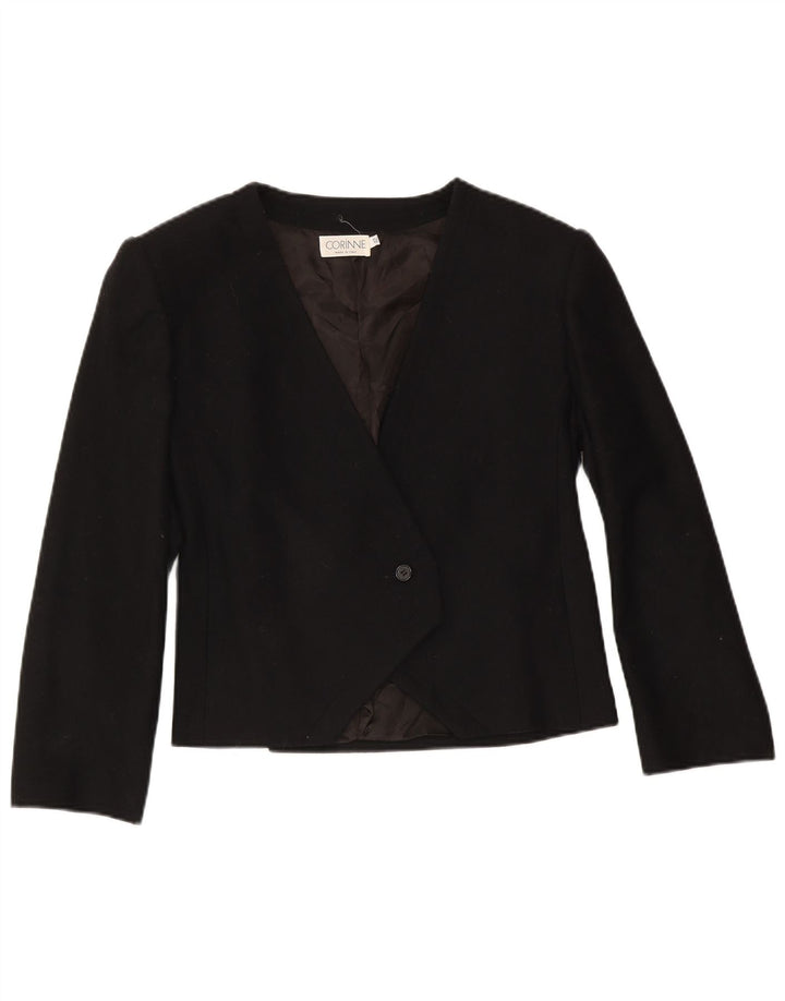 vintage Femme 1 Bouton Blazer Veste IT 42 Moyen Noir