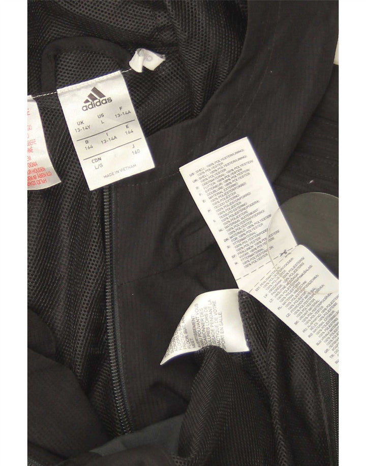 Adidas Veste de Pluie à Capuche Garçon 13-14 Ans Noir Colorblock Polyester