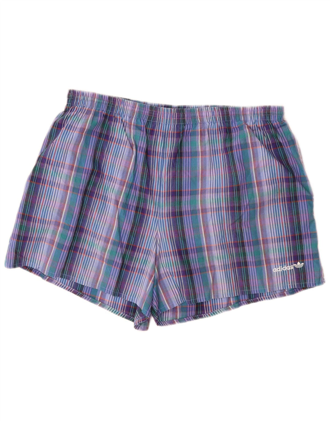 ADIDAS Short de bain pour homme en coton à carreaux bleus