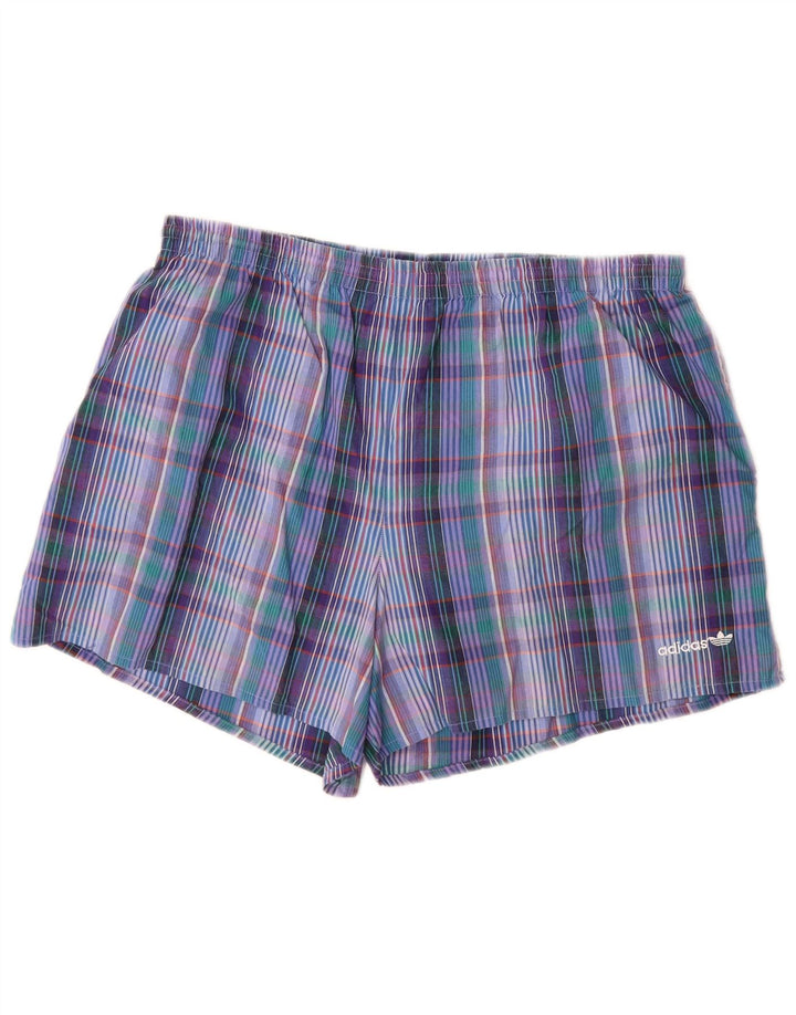 ADIDAS Short de bain pour homme en coton à carreaux bleus