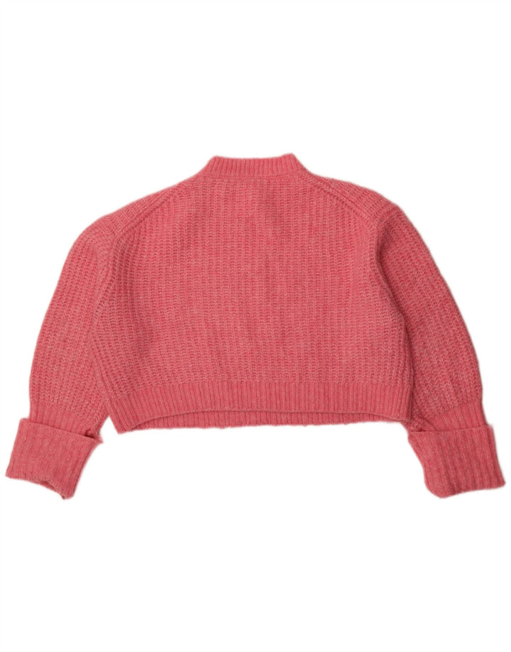 Zara Pull court surdimensionné à col rond pour femme UK 14 Rose moyen