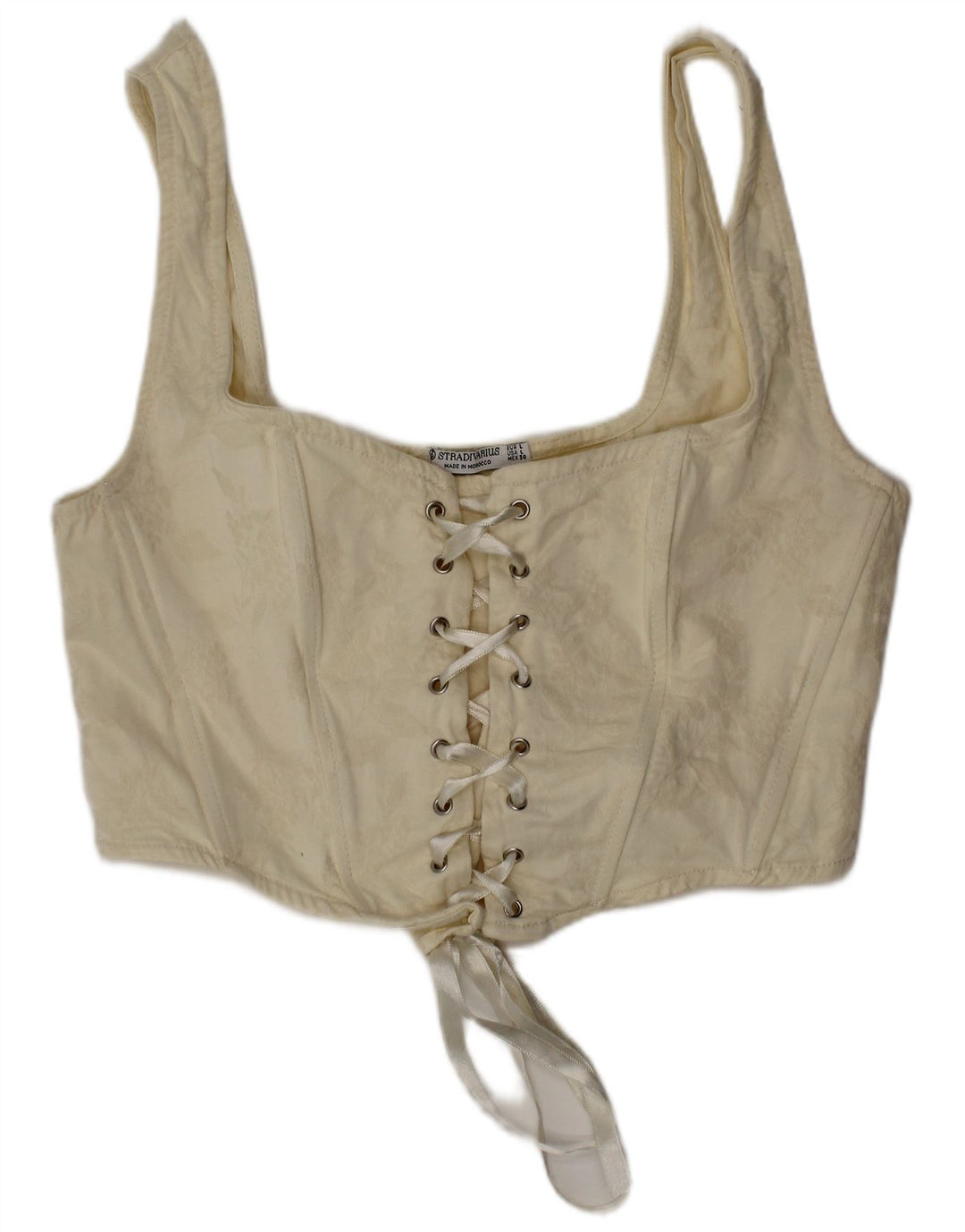 Stradivarius Femme Haut Corset Court Large Blanc Cassé