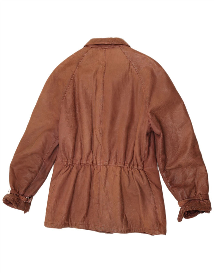 veste en cuir femme vintage IT 52 2XL Marron