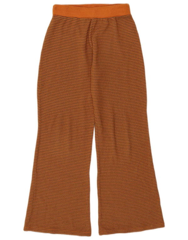 Zara Pantalon de survêtement évasé en tricot pour femme UK 12 Rayé orange moyen