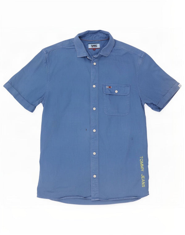 Tommy Hilfiger Chemise en Jean Graphique à Manches Courtes Homme XS Bleu Coton