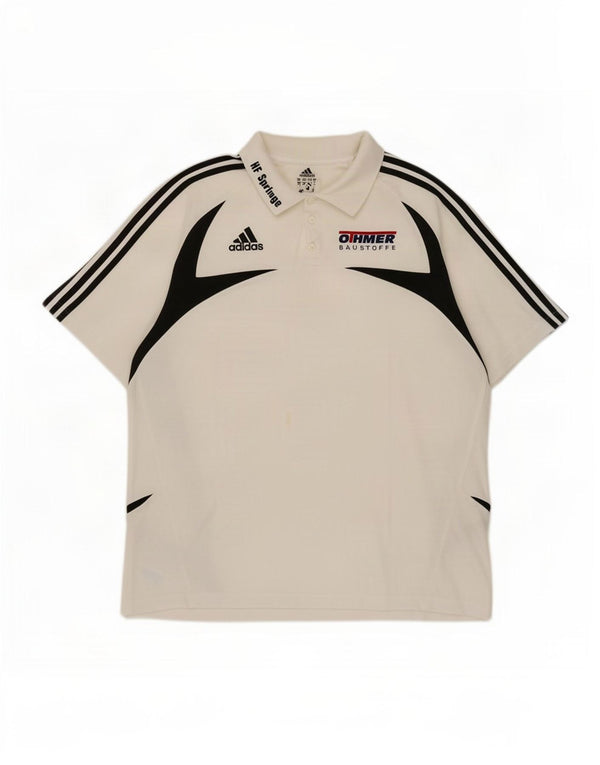 Adidas Polo graphique pour homme UK 48/50 XL Blanc Colorblock Coton