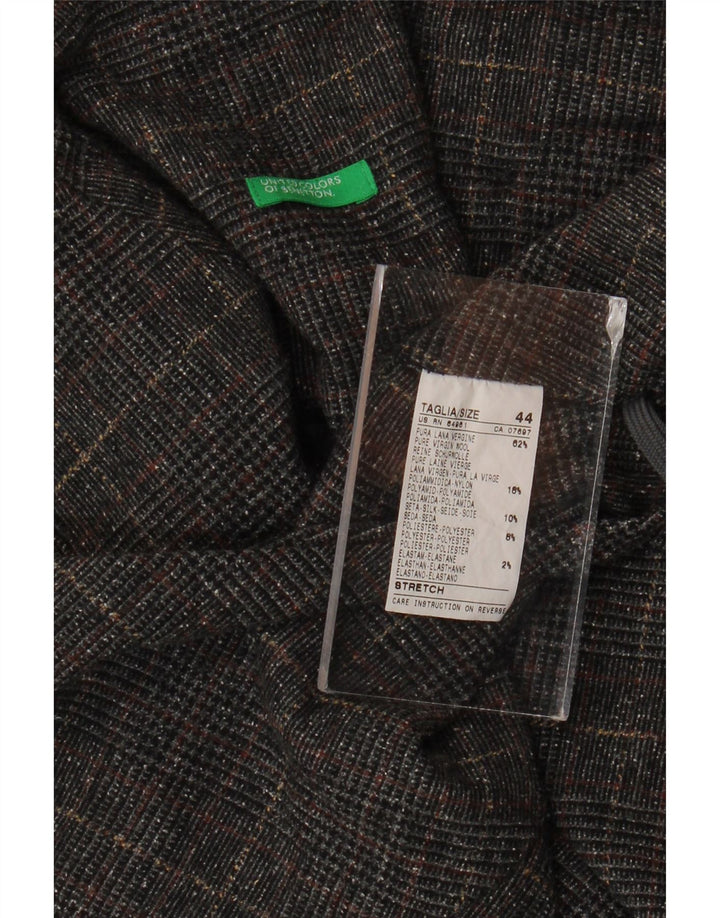 Benetton Mini Jupe Femme IT 44 Medium W34 Gris Pied De Poule Laine Vierge