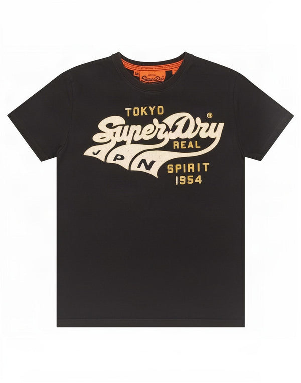Superdry T-Shirt Graphique Homme Noir Moyen Coton