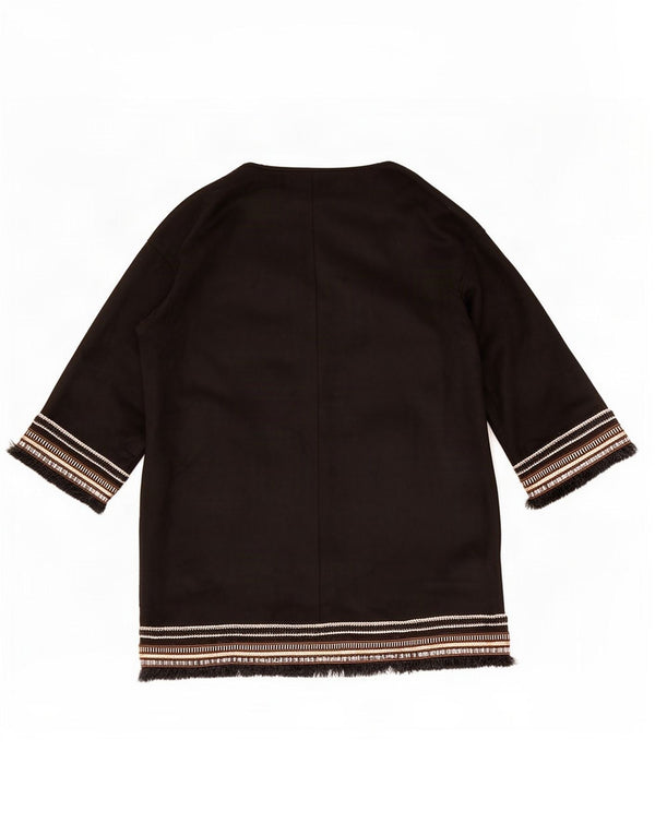 Zara Veste blazer surdimensionnée à manches 3/4 pour femme UK 10 Petit noir rayé