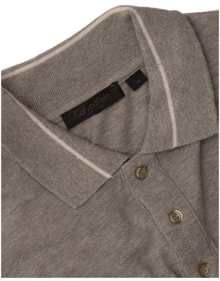 Calvin Klein Polo à Manches Longues Homme Gris Moyen