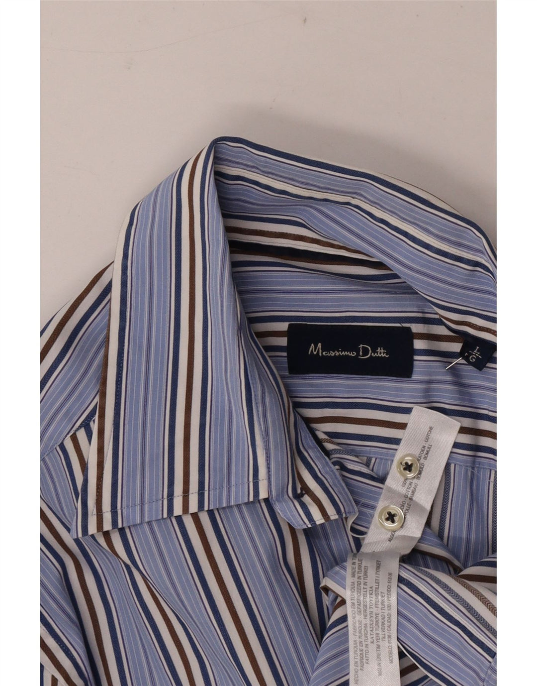 Massimo Dutti Chemise Homme Large Bleu Rayé Coton