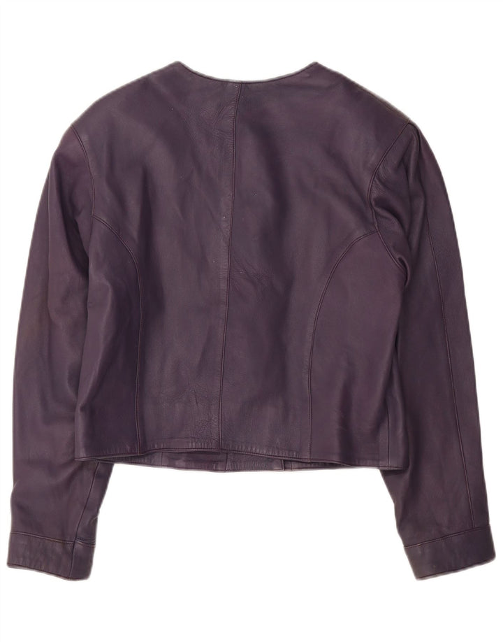 veste en cuir crop femme vintage UK 10 Petit Violet
