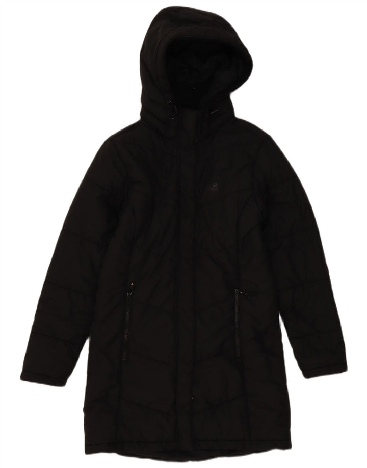 Jack Wolfskin Manteau rembourré à capuche pour femme UK 8/10 Petit Noir Polyester