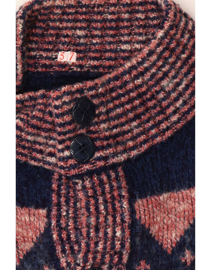 vintage Mens Cardigan Pull Moyen Rose Géométrique