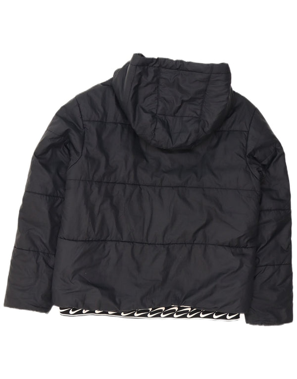Nike Veste matelassée à capuche graphique pour femme UK 16 Large Noir Polyester