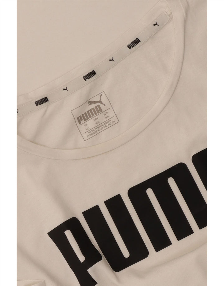 Puma T-shirt graphique pour femme UK 12 Blanc moyen
