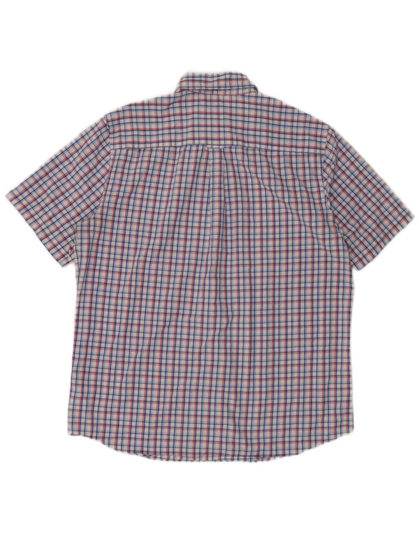 Chaps Chemise à manches courtes pour homme en coton à carreaux bleus