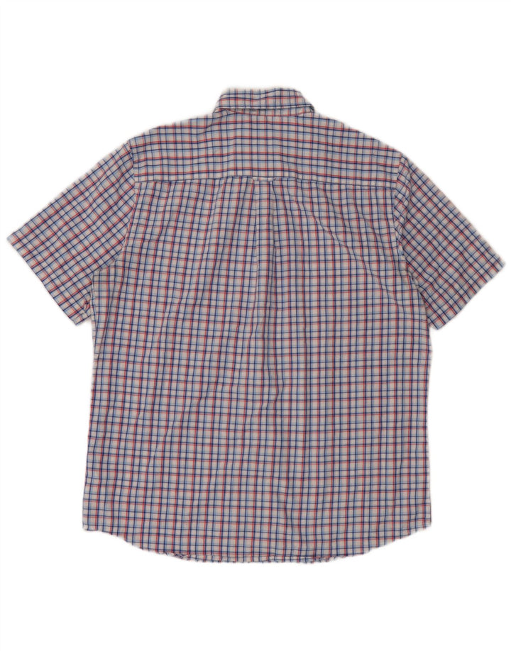 Chaps Chemise à manches courtes pour homme en coton à carreaux bleus
