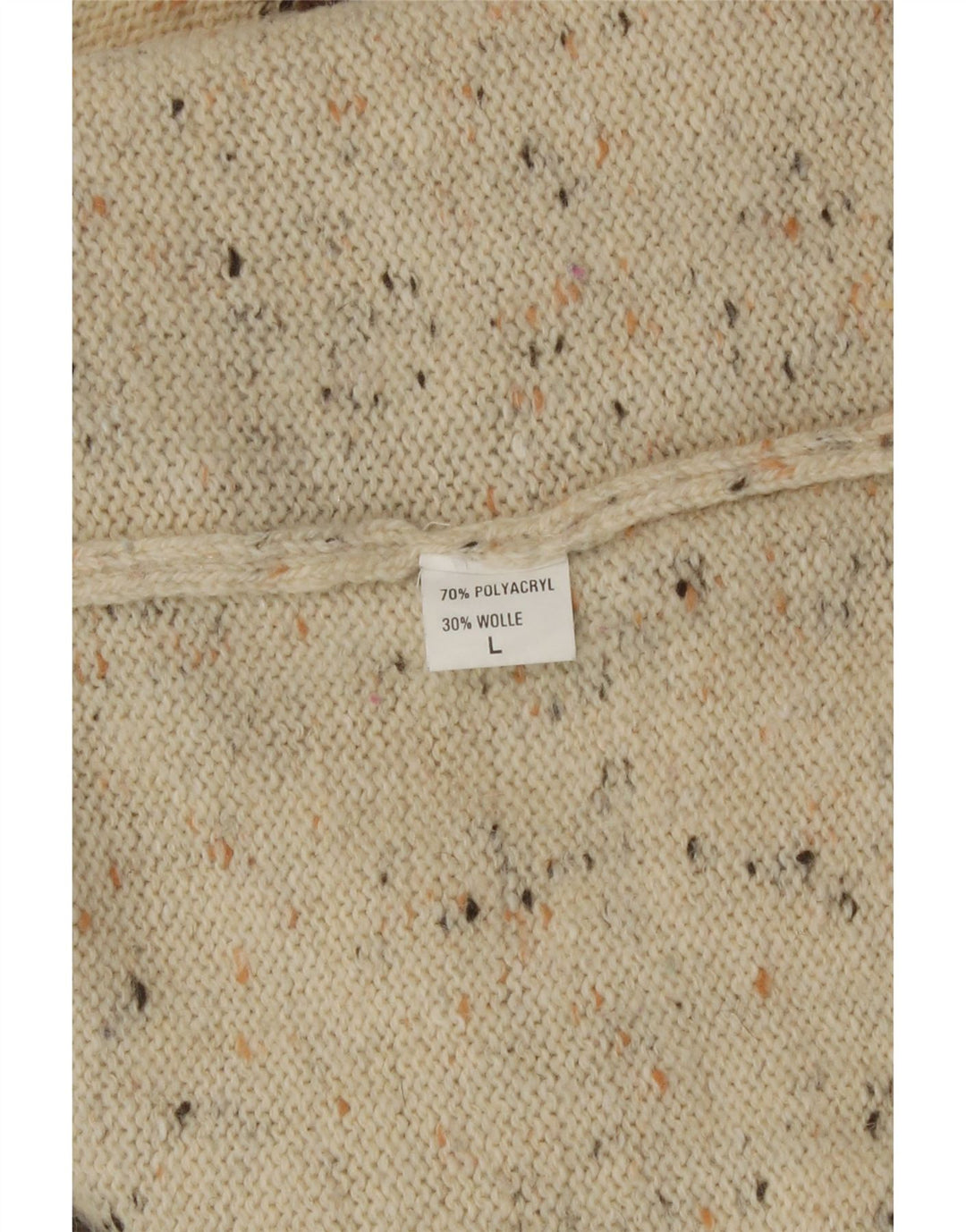 vintage Womens Crew Neck Jumper Sweater UK 16 Grand Beige Patchwork Nouveauté