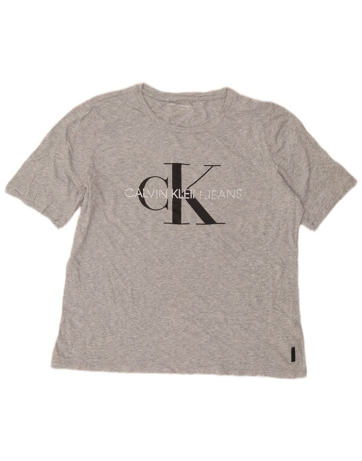 Calvin Klein T-shirt graphique pour femme UK 18 XL Gris Coton