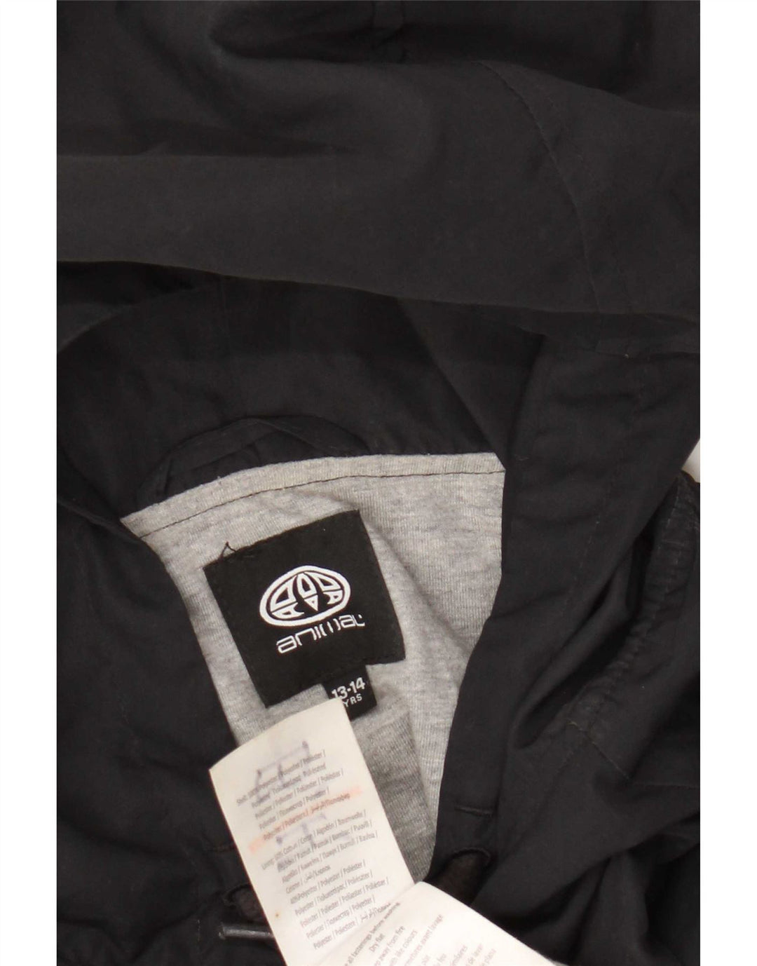 Veste coupe-vent à capuche Animal Boys Graphic 13-14 ans Noir Polyester