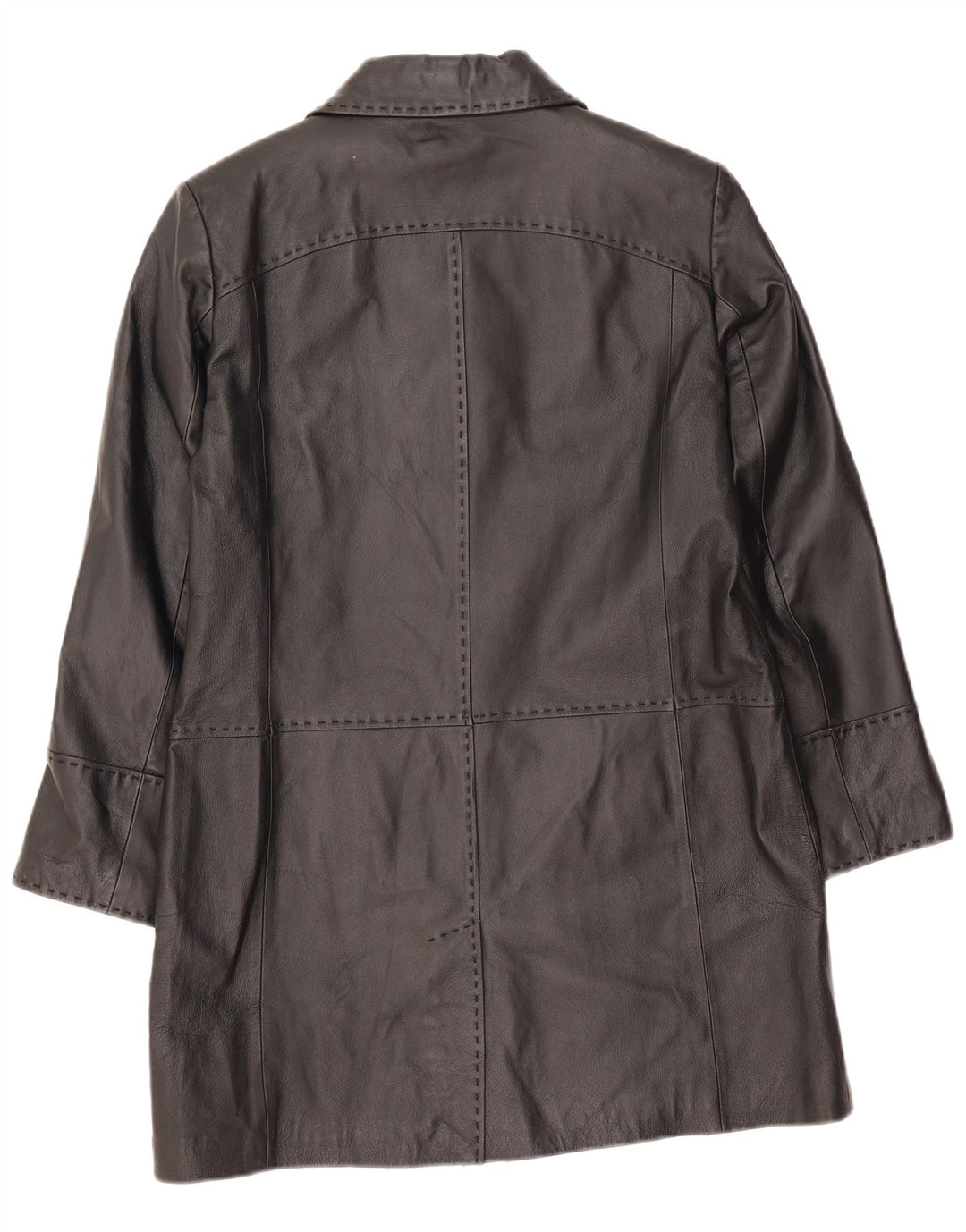 manteau en cuir femme vintage UK 16 Grand cuir noir