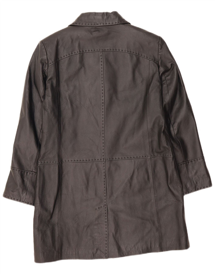 manteau en cuir femme vintage UK 16 Grand cuir noir
