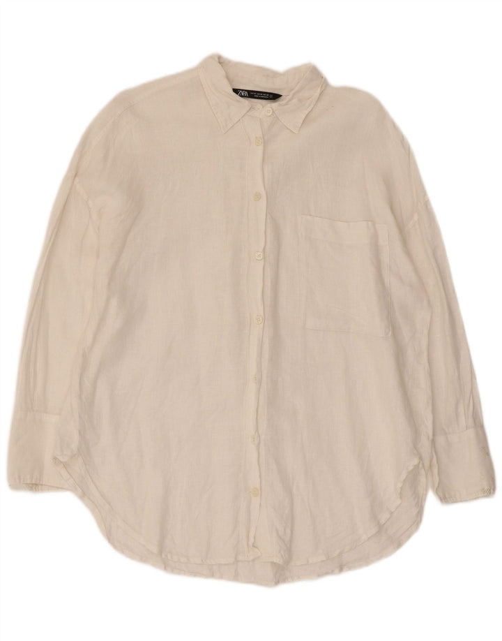 Zara Chemise surdimensionnée pour femme UK 6 XS Blanc