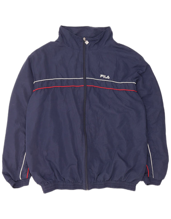 Fila Hommes Survêtement Top Veste 2XL Bleu Marine Rayé Polyester Sports