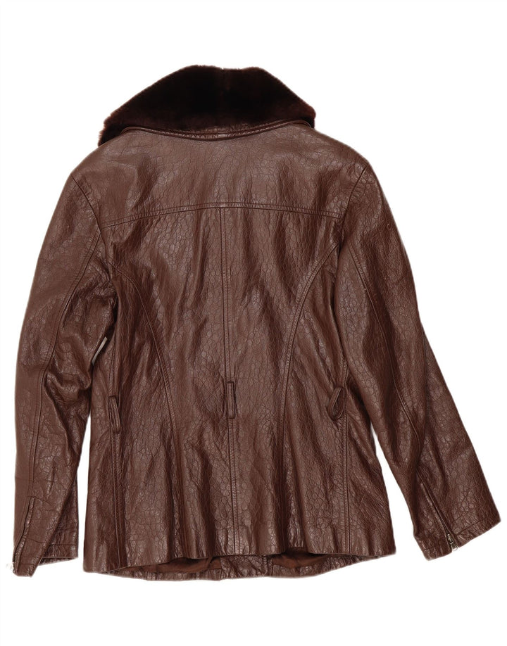 Veste en cuir femme vintage IT 42 Cuir marron moyen