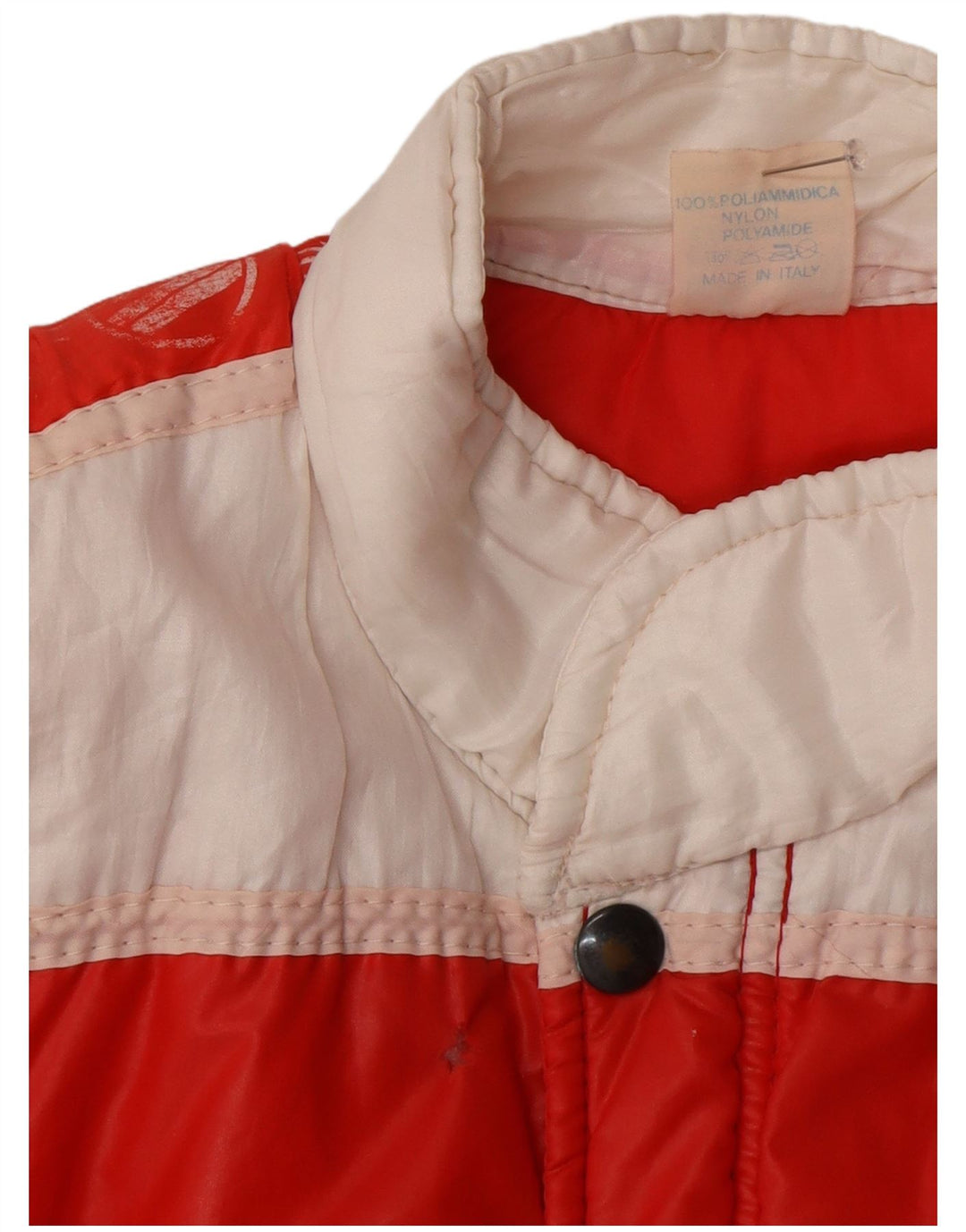 vintage Mens Gilet Rembourré UK 36 Petit Rouge Colourblock Polyamide