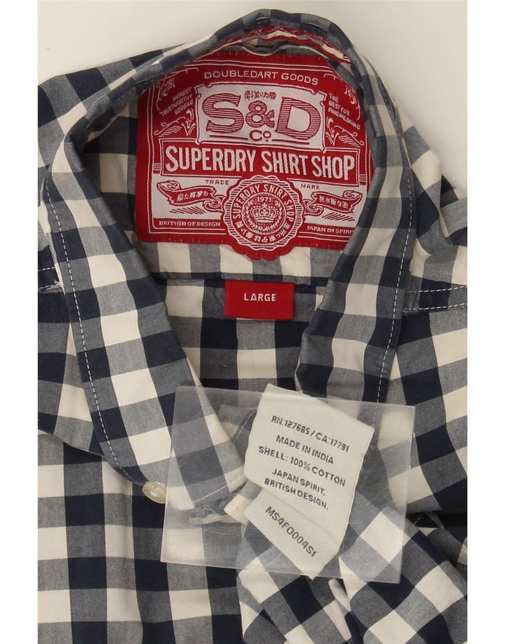 Superdry Chemise Homme Large Bleu Marine Vichy Coton