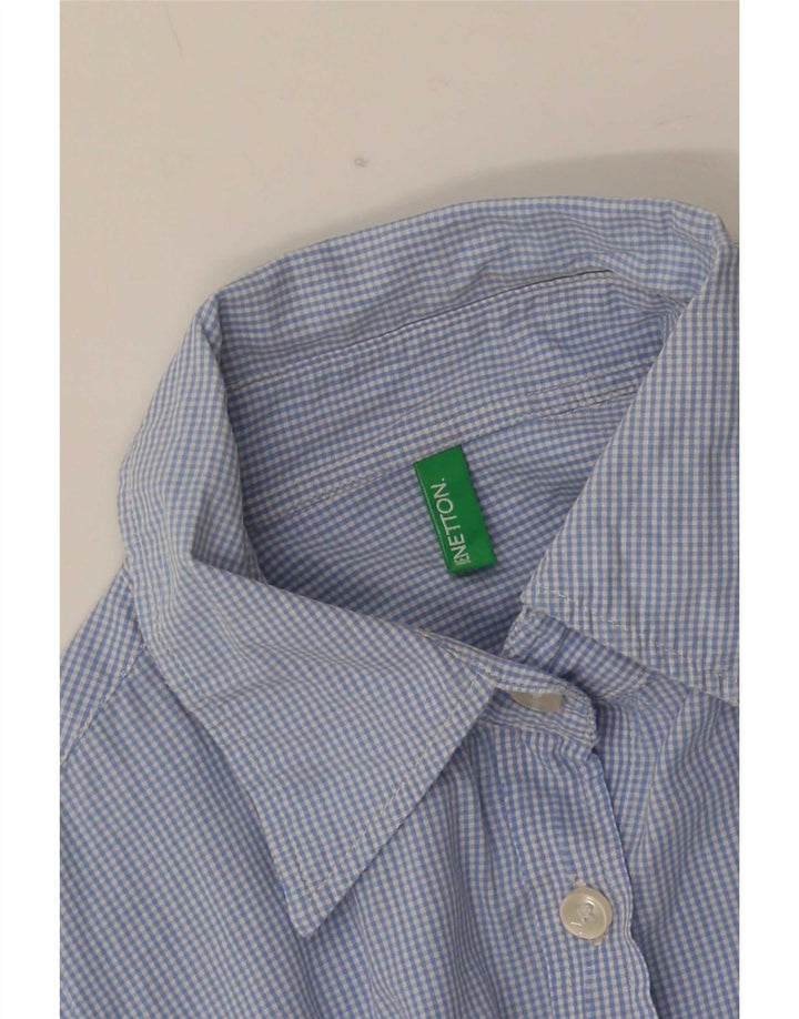 Benetton Chemise Femme UK 10 Petit Vichy Bleu