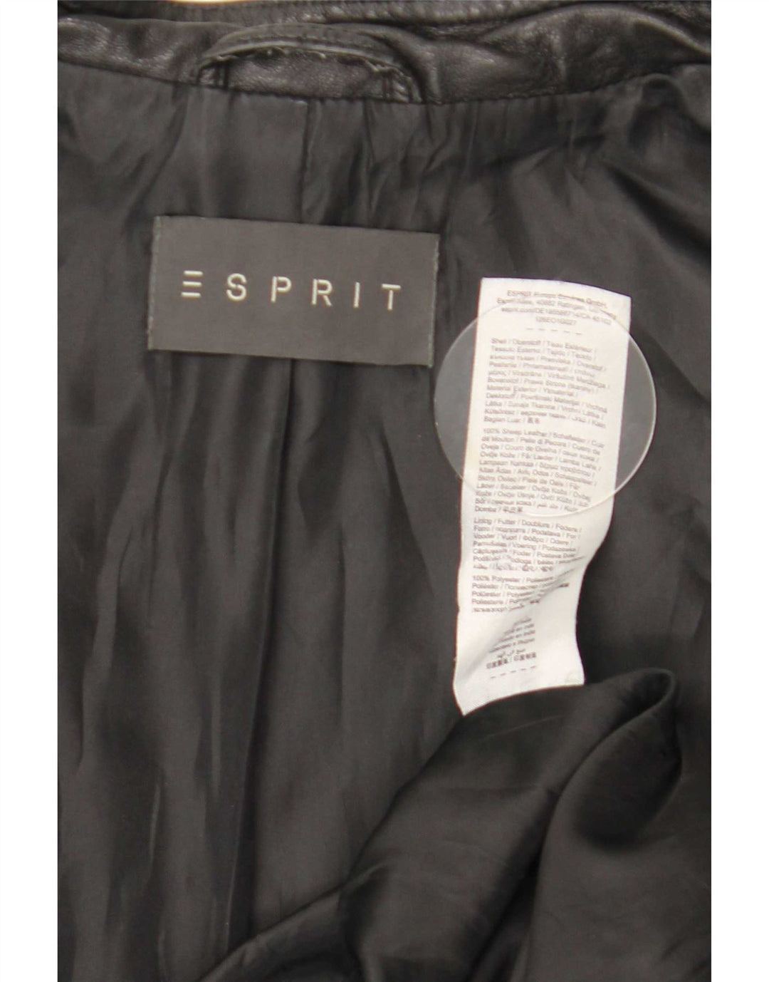 Esprit Veste Racer en cuir pour femme UK 16 Grand cuir noir