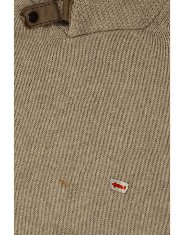 Massimo Dutti Pull à col châle pour homme en coton beige Large