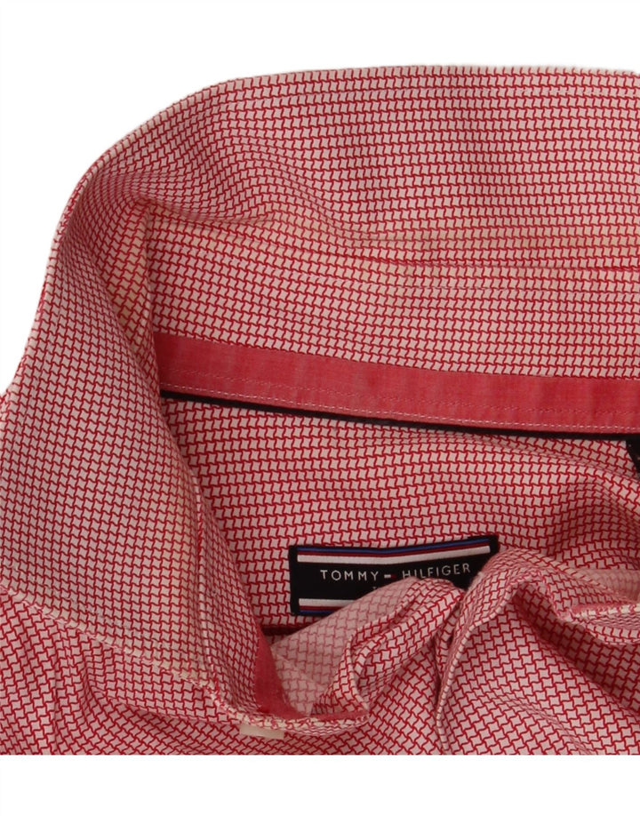 Tommy Hilfiger Chemise sur mesure pour homme Taille 39 15 1/2 Pied-de-poule rouge moyen