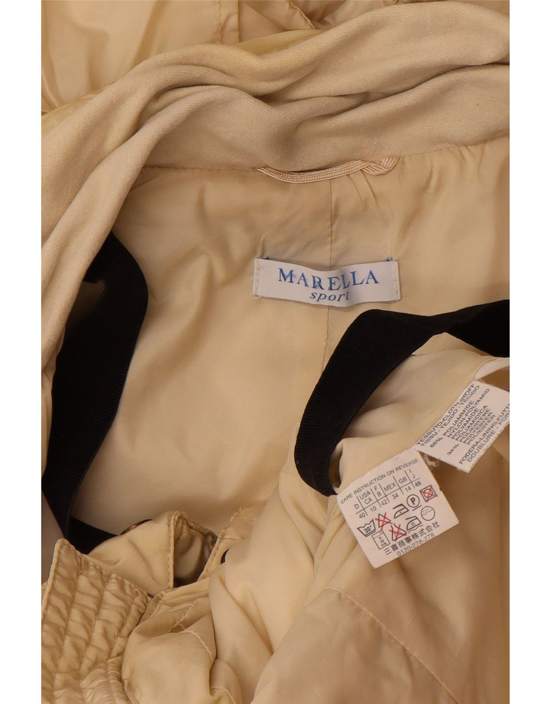 Marella Veste matelassée à capuche pour femme UK 14 Large Beige Polyamide