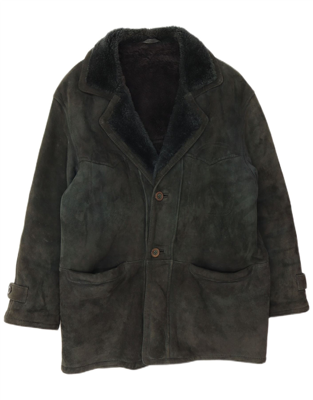 veste en peau de mouton vintage pour homme IT 48 Vert moyen