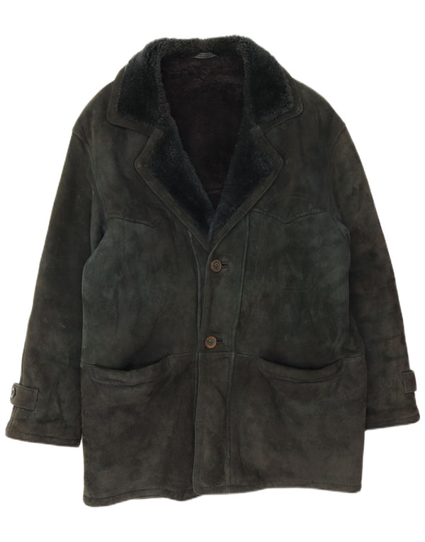 veste en peau de mouton vintage pour homme IT 48 Vert moyen