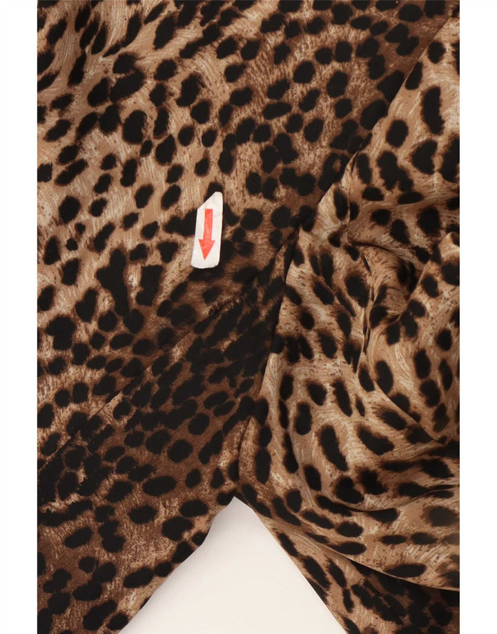 Zara Veste Blazer 1 Bouton Femme UK 44 Grand Marron Imprimé Animal Polyester