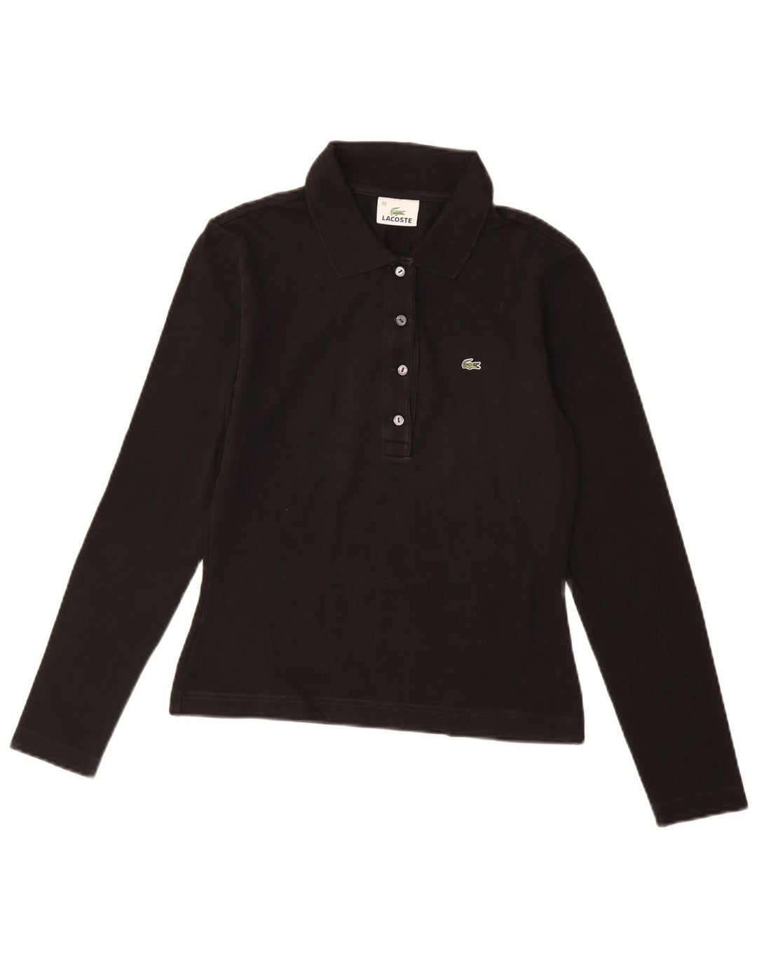 Lacoste Polo à manches longues femme taille 40 coton noir moyen
