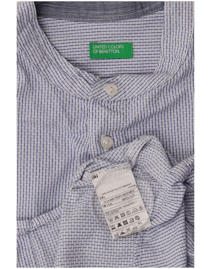 BENETTON Chemise Garçon 13-14 ans 3XL Bleu Carreaux Coton