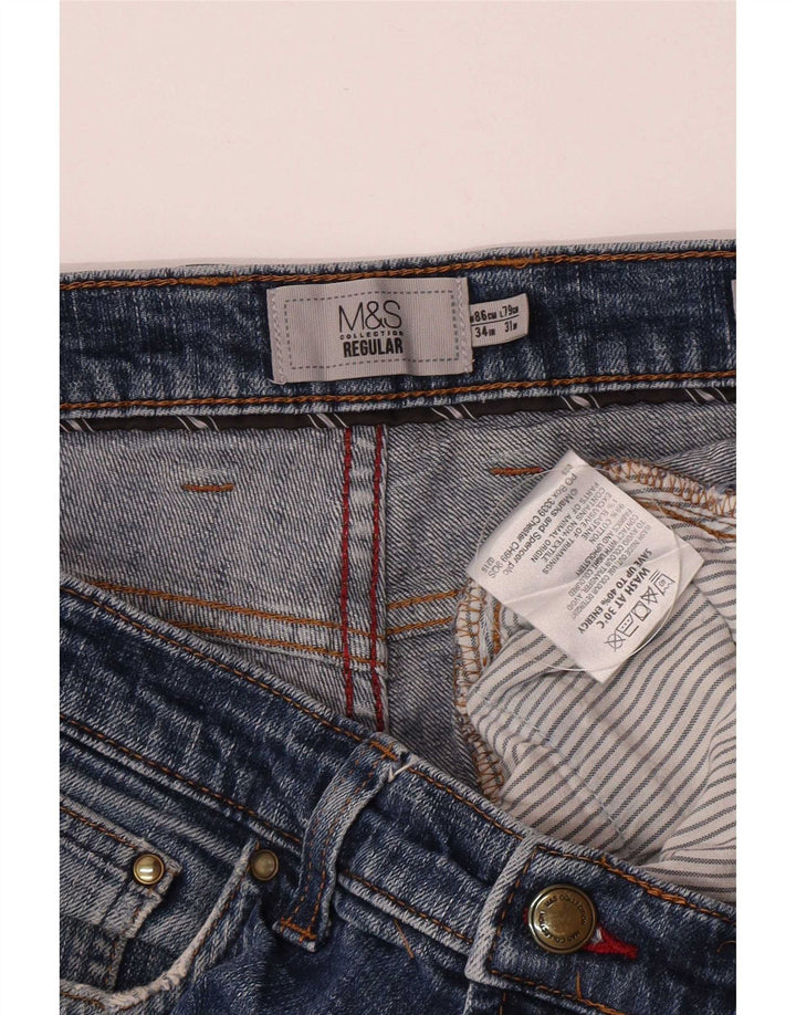 Marks & Spencer Jean droit régulier pour homme W34 L29 bleu coton