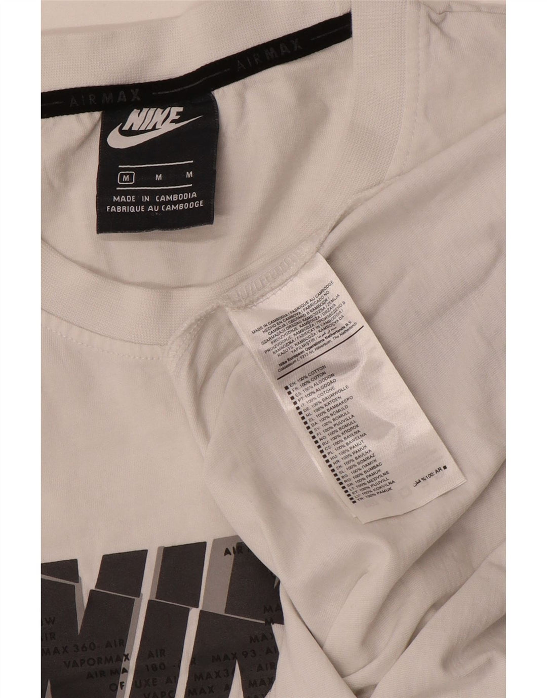 Nike Hommes Air Max Graphic T-Shirt Top Blanc Moyen Coton
