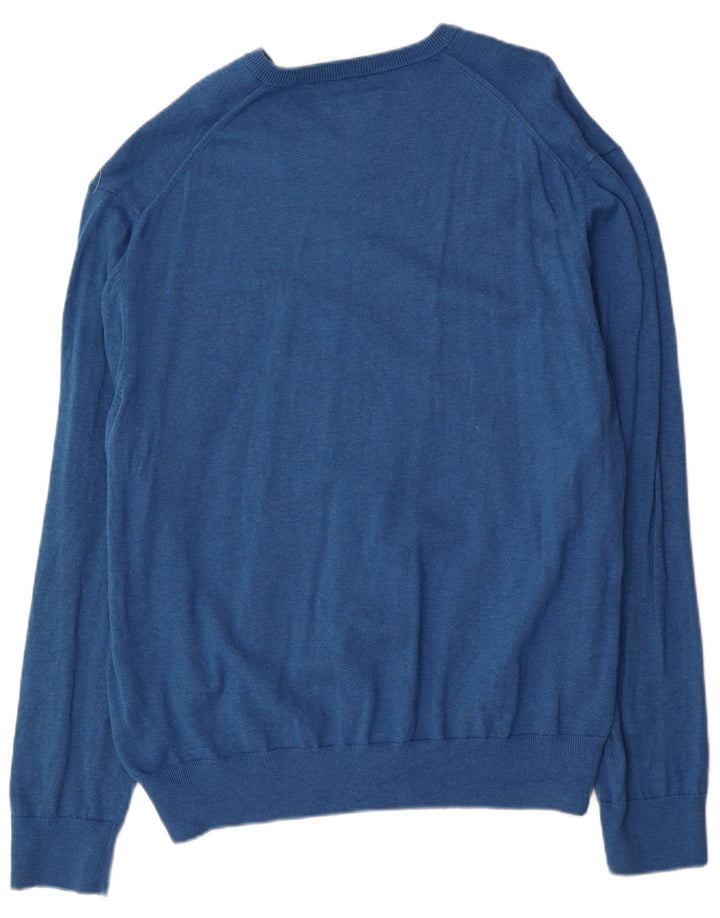 Marks & Spencer Pull col V pour homme en coton bleu 3XL